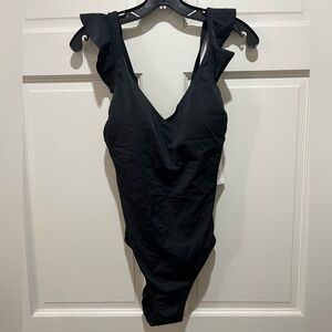 NWT|Women’s|Time and Tru|Black|Ruffle Strap|Medium|One Piece|Swimsuit